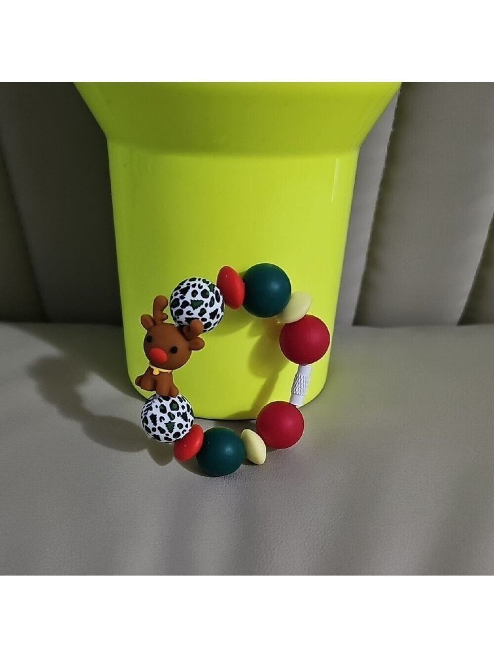 Colorful Christmas Rudolph Reindeer Tumbler Charm
